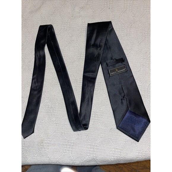 Stacy Adams Men’s Dress Tie Size 57” 4” Solid Black Polyester Business Formal - Picture 8 of 12